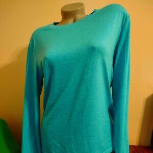 NEW Super Soft Women Vibrant Solid Color Crew Neck Long Sleeve T-Shirt M